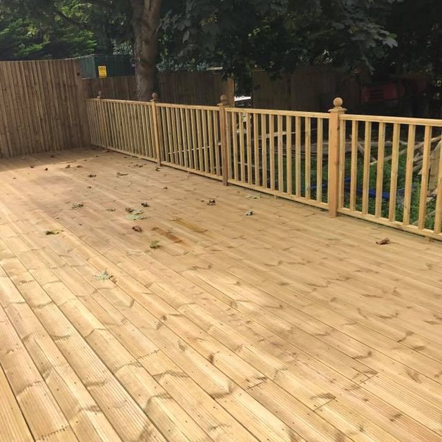 A fence on a patio area