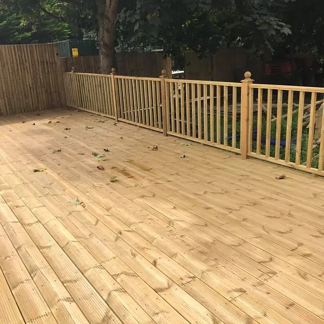 A fence on a patio area